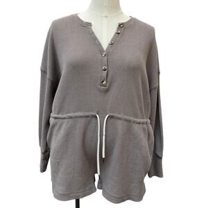 Grey State Apparel Waffle Knit Romper Women's Size XL Gray